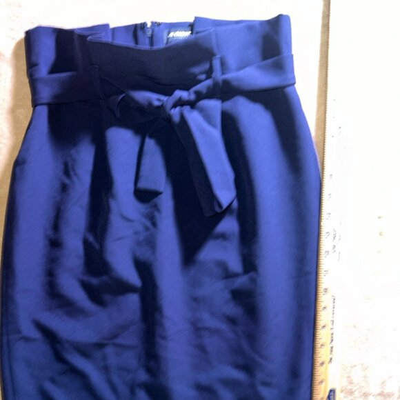 Liz Claiborne Career Women 4 Navy Belted Lady Liberty Pencil‎ Office Skirt (T) - Picture 3 of 7